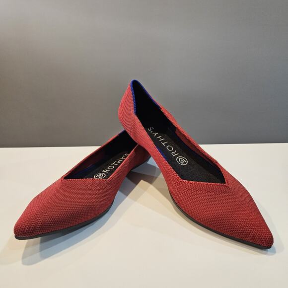 Rothys Womens Pointed Toe Flats Red - Picture 1 of 8